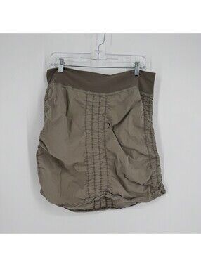 XCVI skirt large L brown tan beige  ruched fitted bodycon boho festival pull on